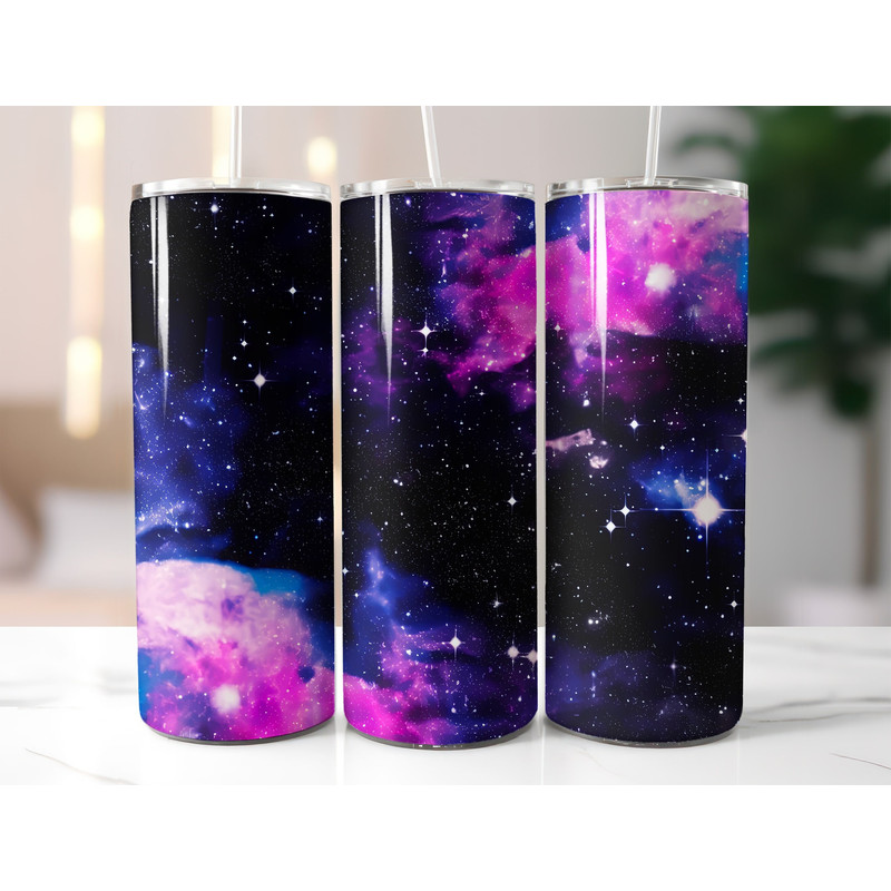 Starry Galaxy Night Sky 20oz Tumbler Design - Sublimation Tumbler Wrap - Space Theme Sublimation Tumbler Art - Celestial Dark Shiny Stars.jpg