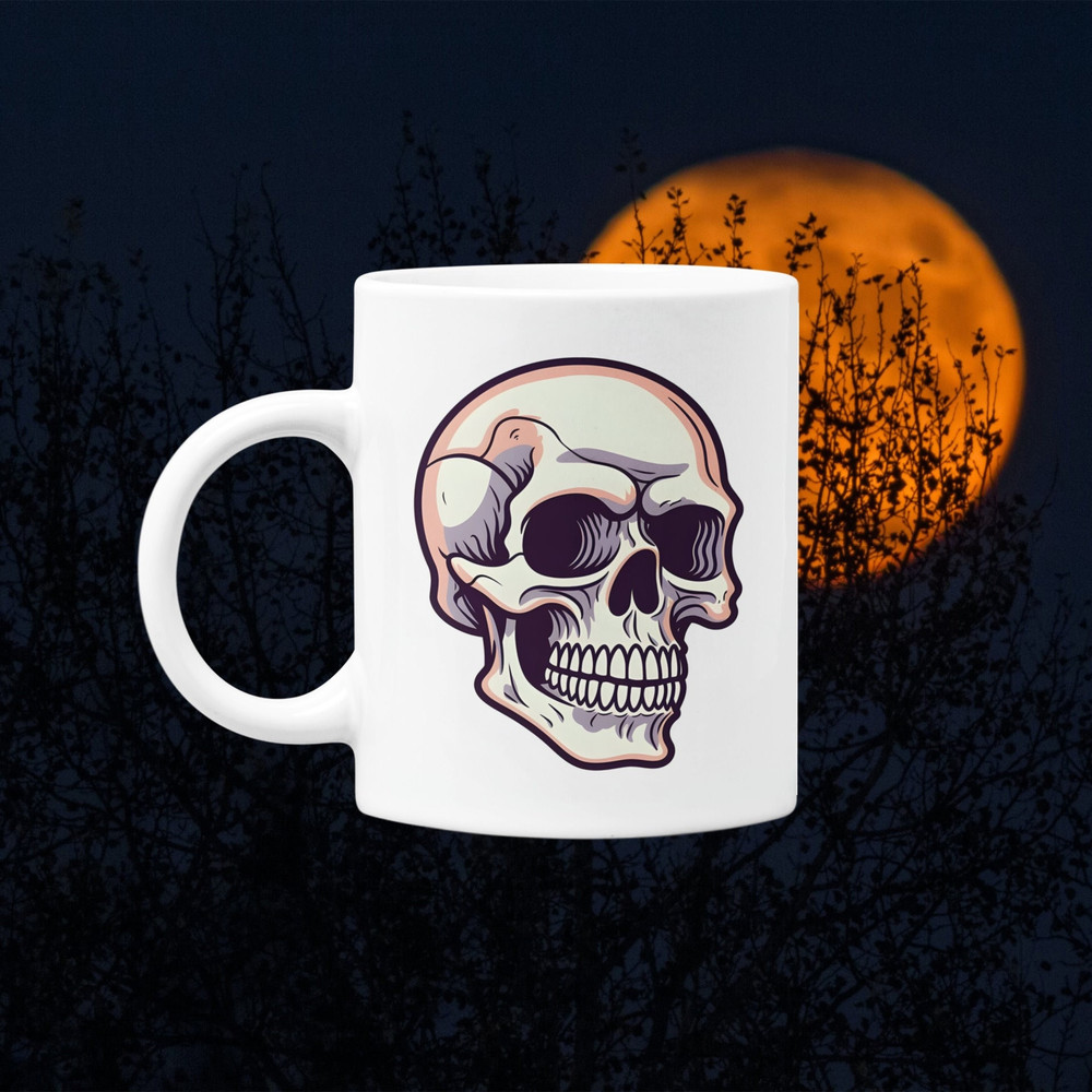 Cartoon Skull Mug, Vintage Skull Mug, Vector Art Mug, Skull Lover Mug, Skull Mug Gift, Gift for Him, Gift for Her, 11oz Mug.jpg