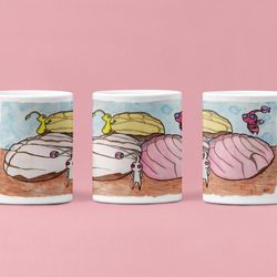 pikmin x concha art mug, pikmin watercolor art, pikmin mug