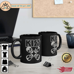 kiss minimalistic music coffee mug black