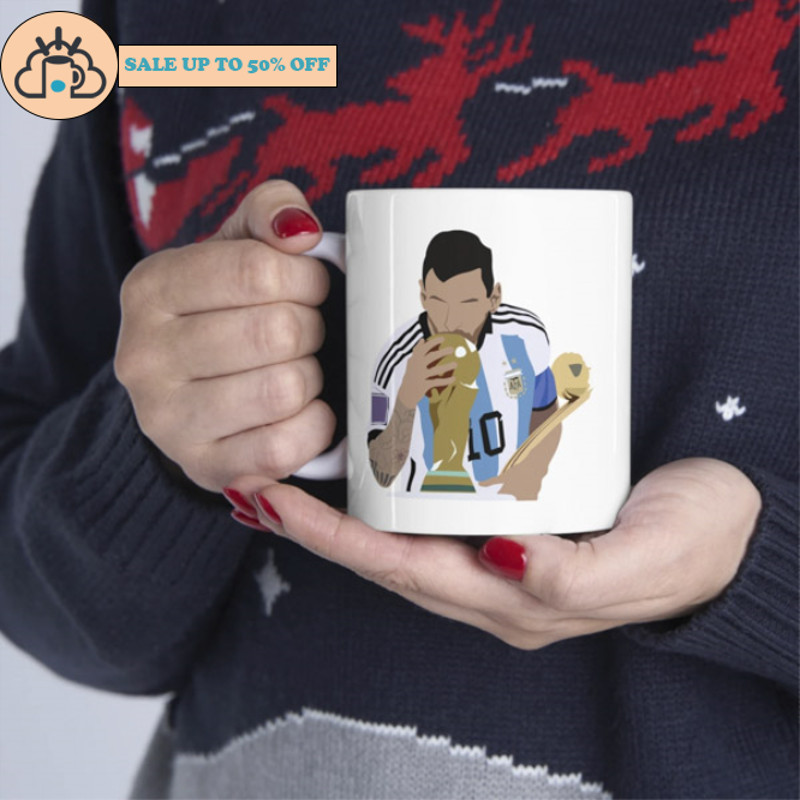 Lionel Messi Kissing World Cup Trophy Coffee Mug.jpg