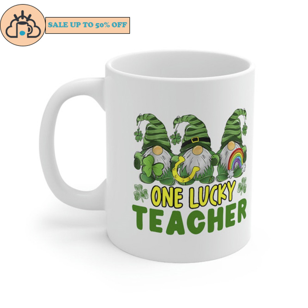 One Lucky Teacher Gnomes Happy St Patricks Day Gnome Irish Mug.jpg