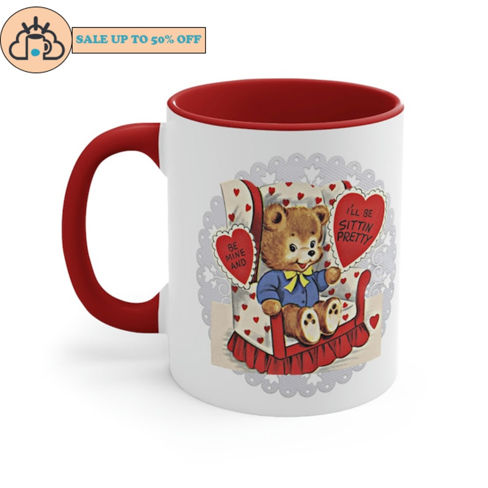 Vintage Valentine's Day Teddy Bear Red Valentine's Day Coffee Mug.jpg
