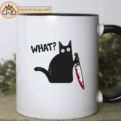what black cat with knife mug
