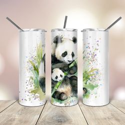 20 Oz skinny Tumbler  Watercolor Panda Bears, Gift For Lover, Gift For Her