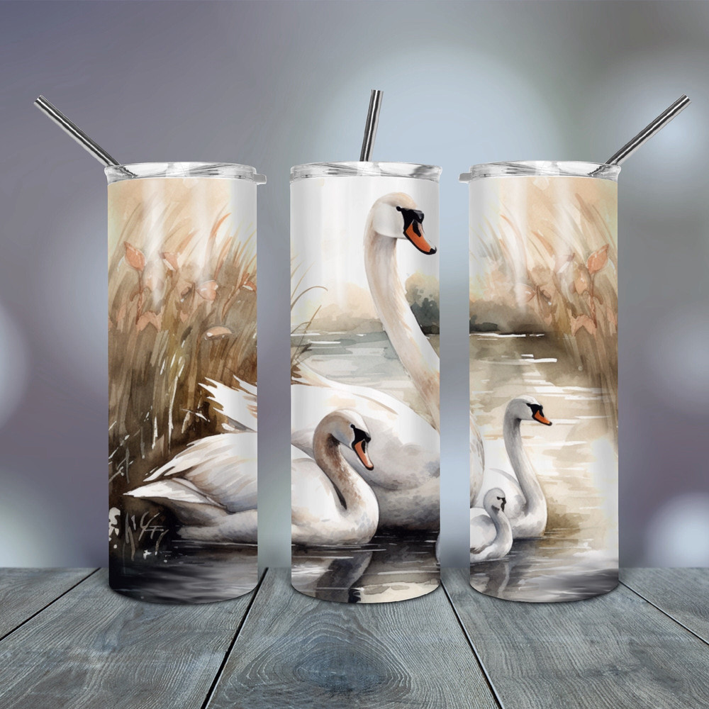 20 Oz skinny Tumbler the Lake with Swans wrap tapered straight template digital download sublimation graphics  instant download  sublimation.jpg