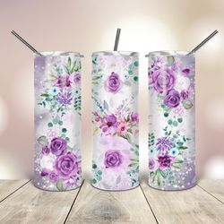 purple roses  20 oz skinny tumbler , gift for lover, gift for her