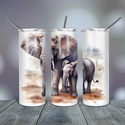 Tumbler  Mother Elephant Watercolor  20 Oz, Gift For Lover, Gift For Her