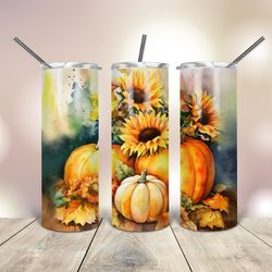 Watercolor Autumn Pumpkins Tumbler  20 Oz, Gift For Lover, Gift For Her