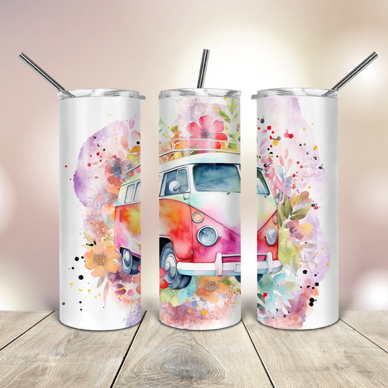 Watercolor Champer Seamless 20 Oz skinny Tumbler wrap tapered straight template digital download sublimation graphics instant download.jpg