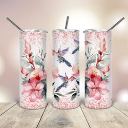 watercolor hummingbird glitter tumbler 20 oz, gift for lover, gift for her
