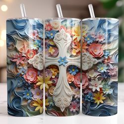 3d cross tumbler, 20 oz skinny tumbler, gift for lover, gift for her