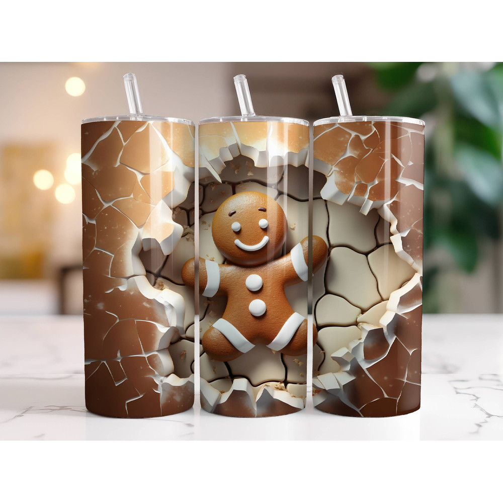 3D Gingerbread Man Tumbler Wrap 20 oz Skinny Tumbler Sublimation Design Instant Digital Download Only, Christmas Holiday Tumbler Wrap.jpg