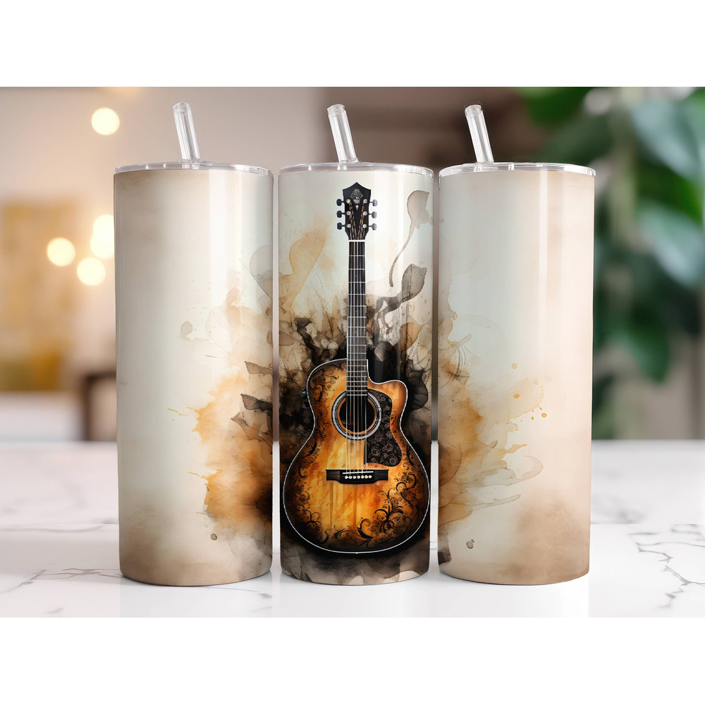 Acoustic Guitar Tumbler Wrap PNG 20 oz Skinny Tumbler Sublimation Design Digital Download Instant Digital Only, Music Tumbler Wrap.jpg