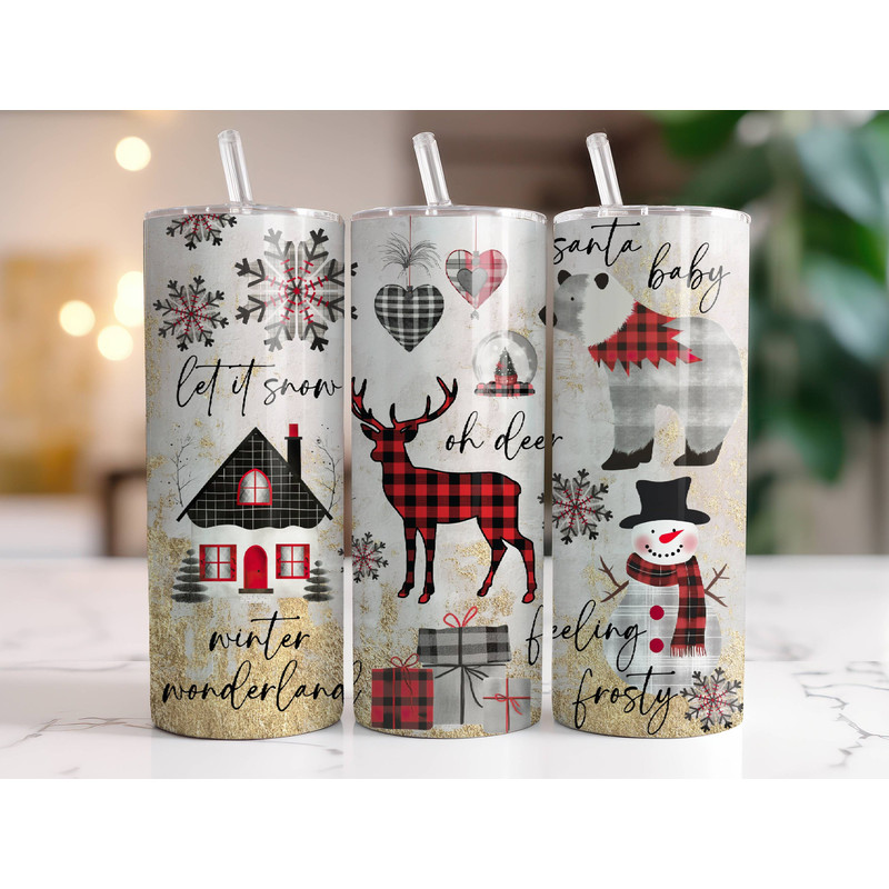 Buffalo Plaid Christmas Tumbler Wrap PNG, 20 oz Skinny Tumbler Sublimation Design Instant Digital Download Only, Holiday Tumbler Design.jpg