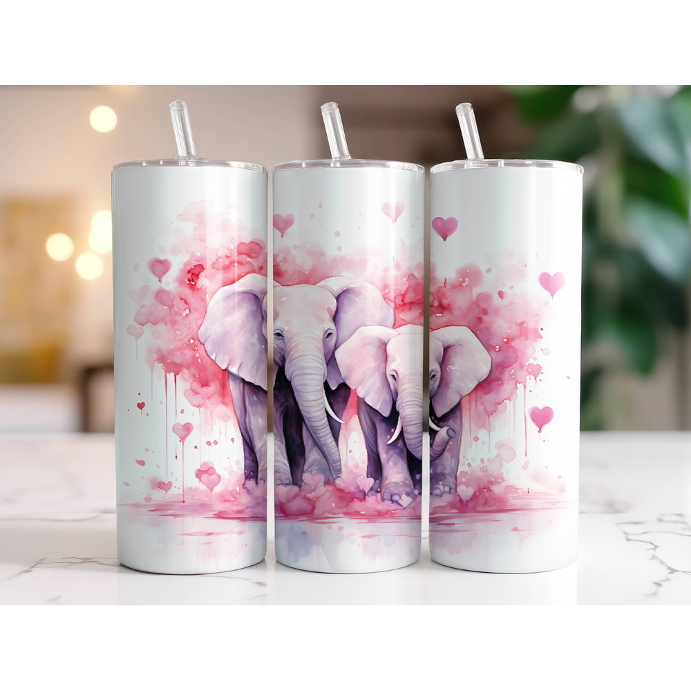 Elephants Tumbler Wrap PNG 20 oz Skinny Tumbler Sublimation Design Instant Digital Download Only, Pink Hearts Valentines Day Tumbler Wrap.jpg