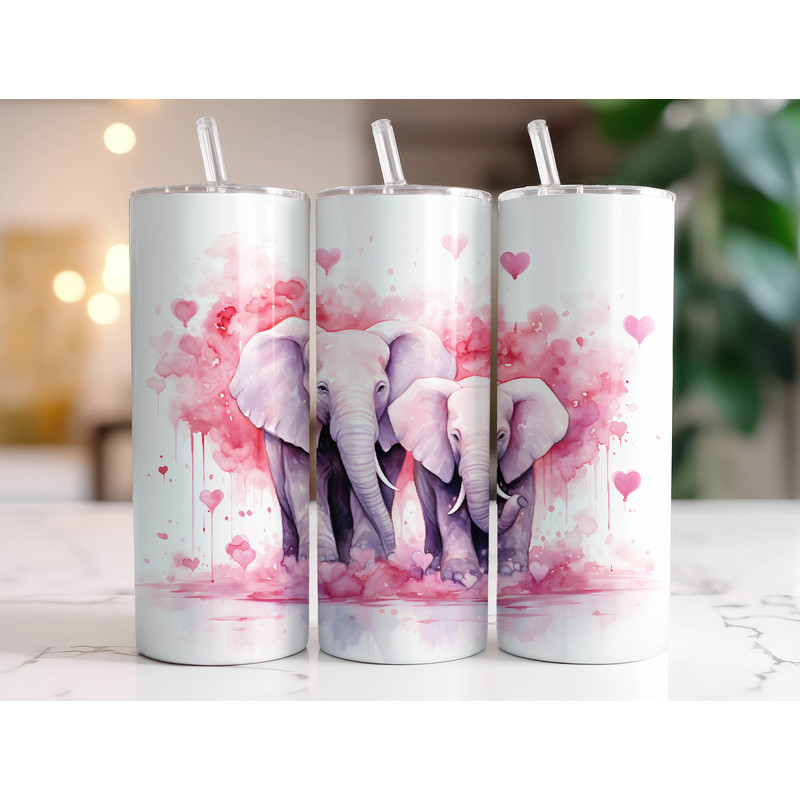 Elephants Tumbler Wrap PNG 20 oz Skinny Tumbler Sublimation Design Instant Digital Download Only, Pink Hearts Valentines Day Tumbler Wrap.jpg
