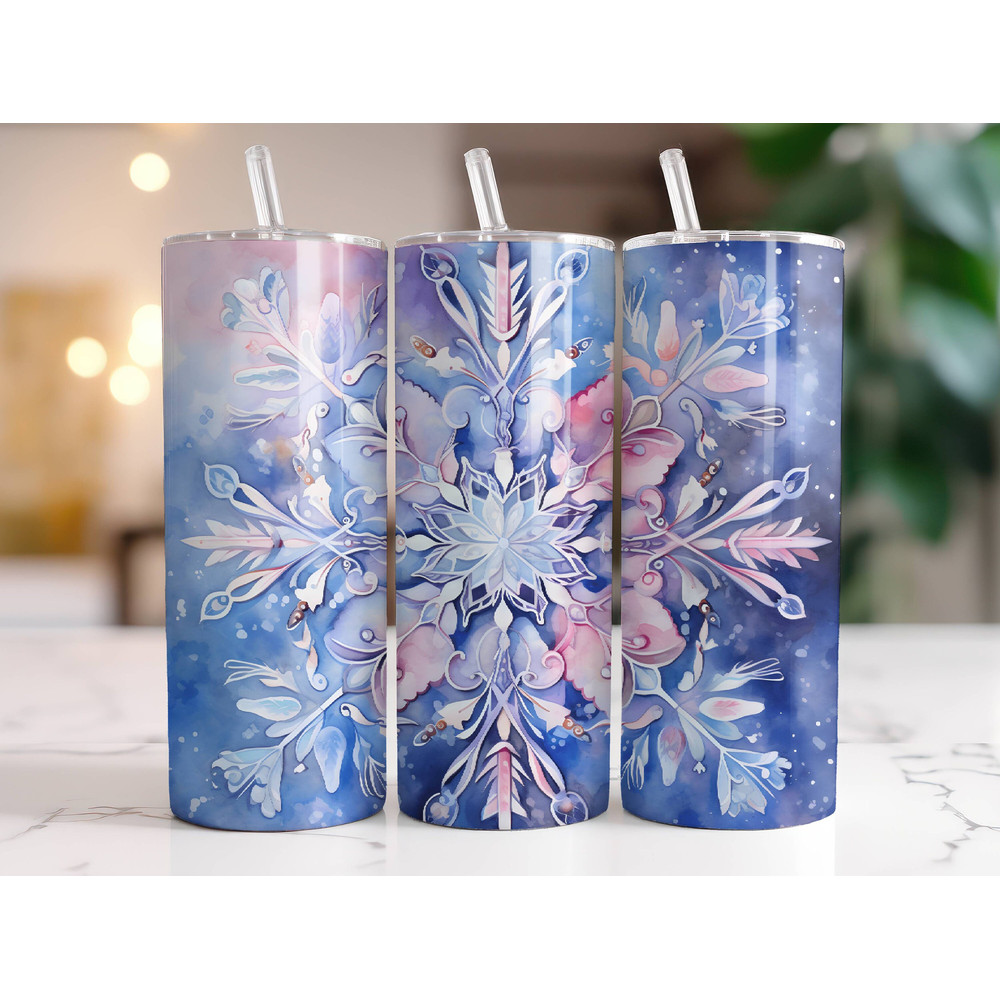 Pink Snowflake Tumbler Wrap PNG 20 oz Skinny Tumbler Sublimation Design Digital Download Instant Digital Only, Christmas Winter Tumbler Wrap.jpg