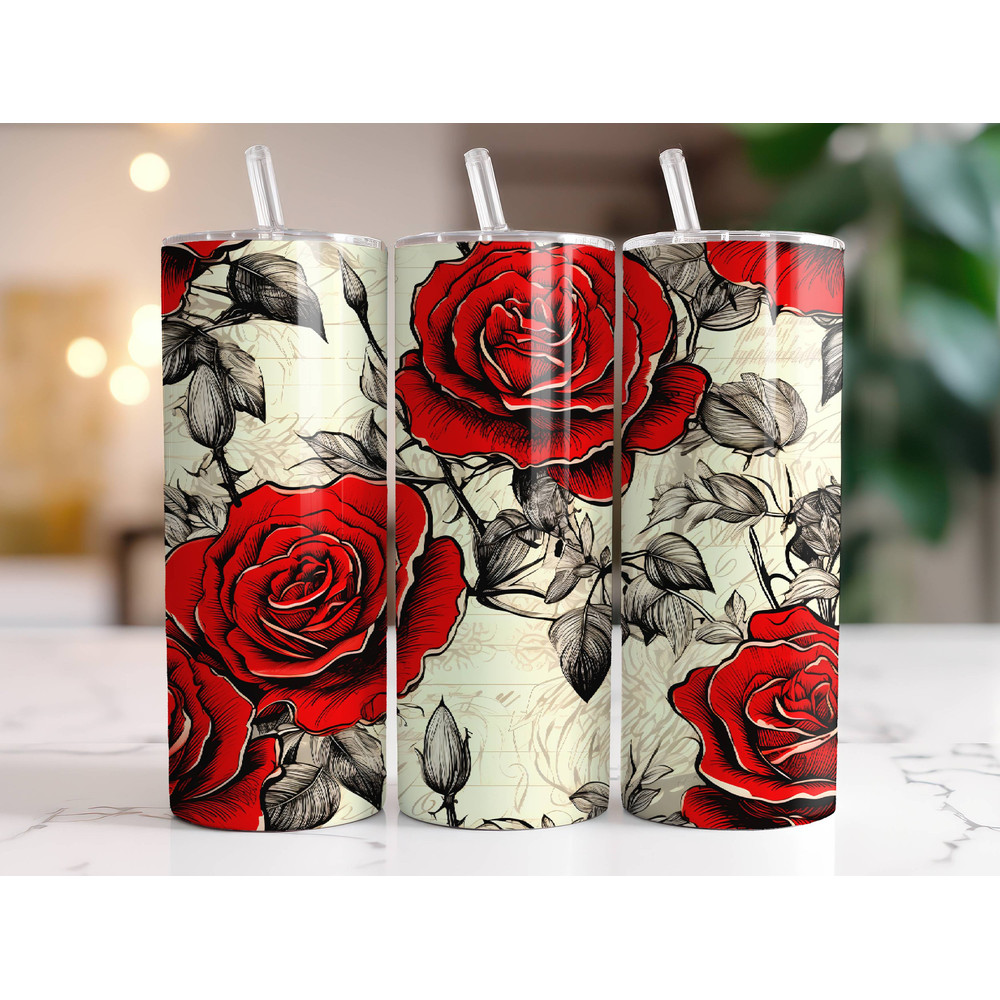 Red Roses Tumbler Wrap PNG 20 oz Skinny Tumbler Sublimation Design Instant Digital Download Only, Valentines Day Seamless Tumbler Wrap.jpg