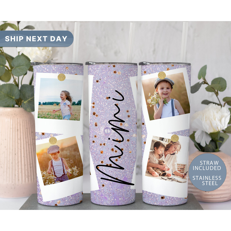 Mimi Tumbler with Photos, Custom Picture Tumbler, Personalized Glitter Tumbler, Purple 20oz Tumbler, Mom Tumbler, (TM-30VIOLET).jpg