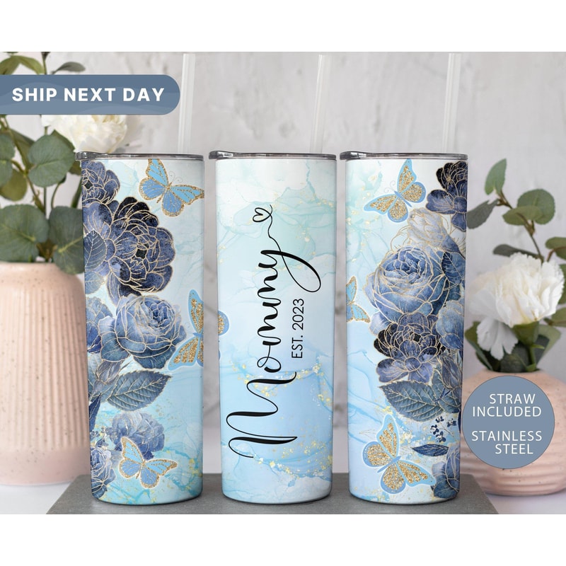 Mommy Butterfly Tumbler for Mothers Day, Mother's Day Gift for Grandma, Mommy Travel Mug, Mom Gifts, Travel Mug for Mama, (TM-62BLUE).jpg