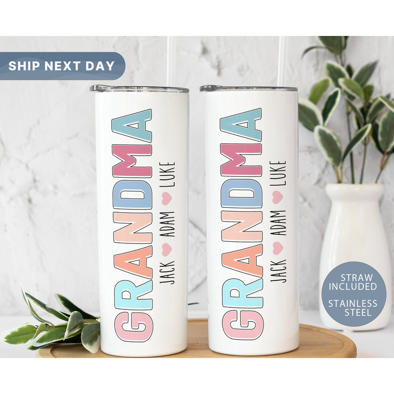 Personalized Grandma Tumbler • Custom Grandmom Tumbler • Custom Gift from Grandkids • Mother's Day Gift • Grandmom Tumbler (TM-120 Grandma).jpg