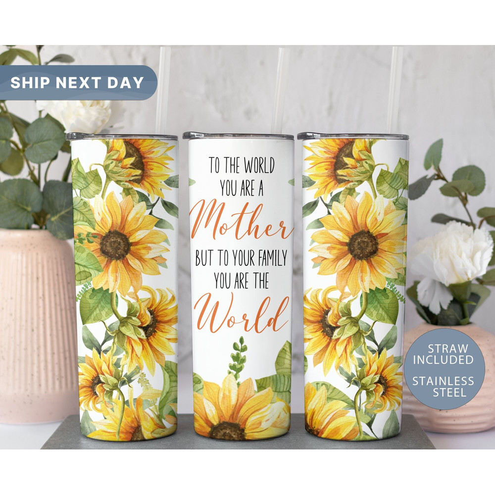Sunflower Mom Tumbler • Mom Tumbler • Mother's Day Gift • Mommy To Go Cup • Gift for Mom • Travel Mug for Mama • (TM-85 Sunflower).jpg
