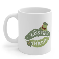 kiss me i'm irish coffee mug saint patrick's day gift, irish coffee mug, shamrock clover hat mug, saint patrick day gift