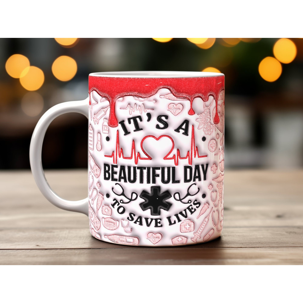 Nurse Life Mug Wrap Design, Medical Professional Sublimation PNG, Digital Nurse Appreciation Coffee Cup Graphics, Heartbeat Quote Art.jpg