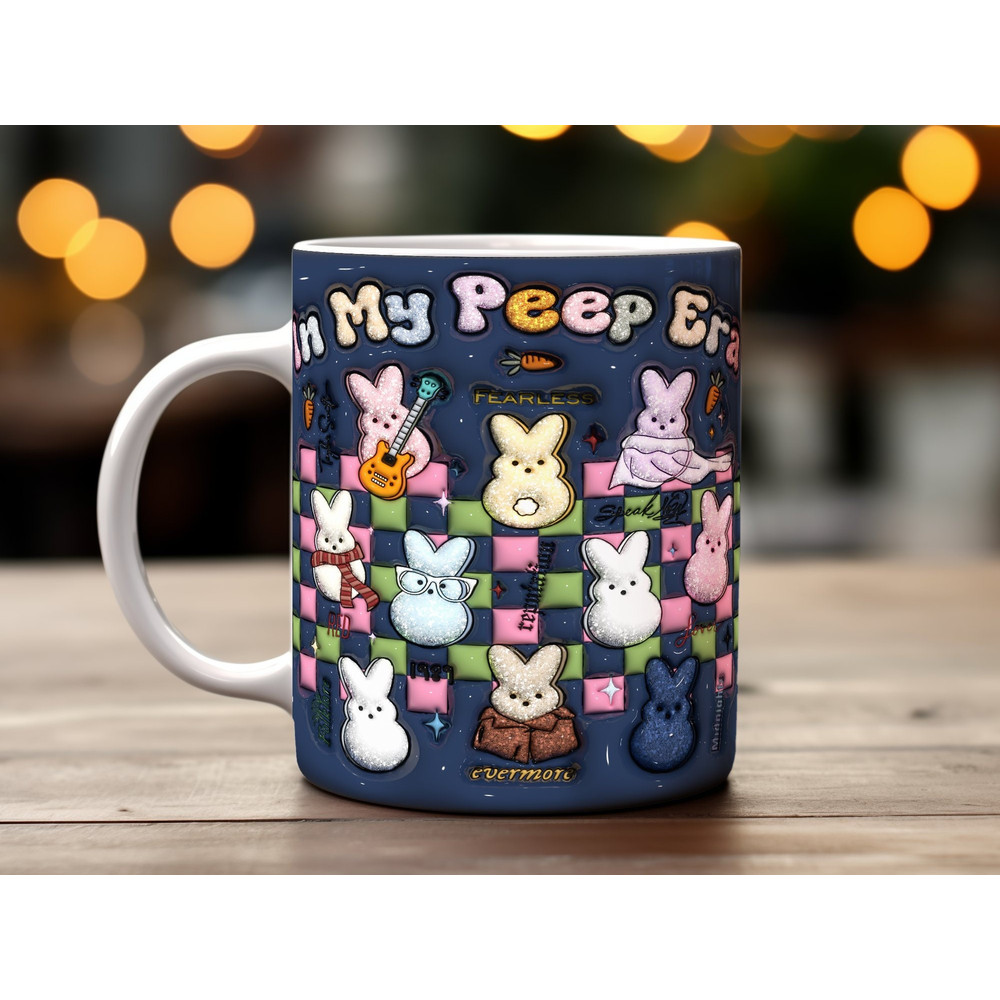 Peep Marshmallow Bunnies Digital PNG, Cute Easter Mug Wrap Design, Downloadable Glitter Graphics for Sublimation.jpg