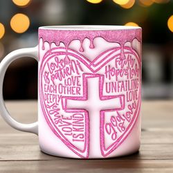 pink faith mug, ceramic coffee mug, funny coffee mug
