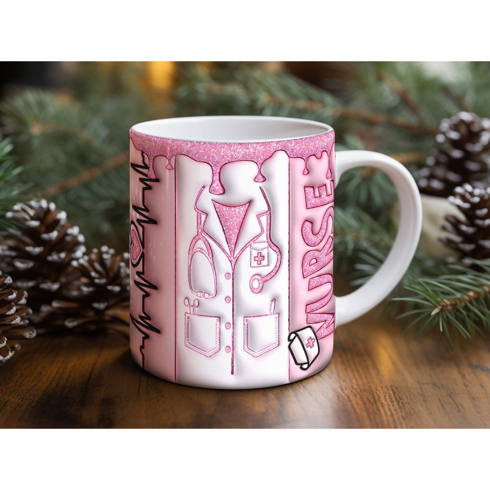 Pink Nurse Sublimation Mug Design Download PNG, 11 - 15 Oz Digital Mug Wrap PNG Download.jpg