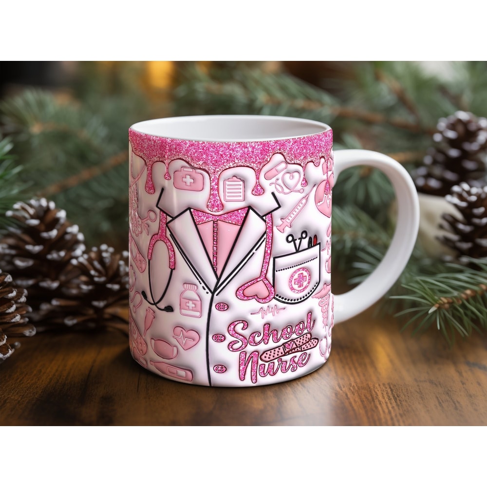 School Nurse Sublimation Mug Design Download PNG, 11 - 15 Oz Digital Mug Wrap PNG Download.jpg