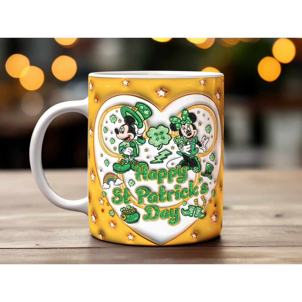 St. Patrick's Day Mickey Minnie Mouse Heart Digital Design, Downloadable PNG, Mug Wrap Graphic File.jpg