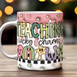teaching lucky charms glitter mug, ceramic coffee mug, funny coffee mug