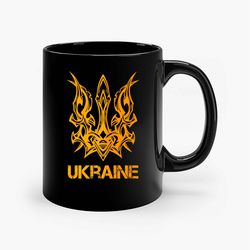 Ukrainian Coat Of Arm Trident Ceramic Mug, Funny Coffee Mug, Custom Coffee Mug