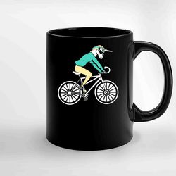unicorn rides a bicycle ceramic mug, funny coffee mug, custom coffee mug