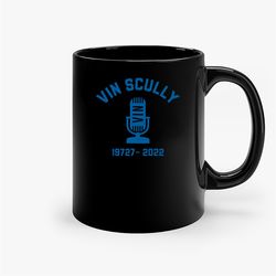 Vin Scully Mic Tribute Ceramic Mug, Funny Coffee Mug, Custom Coffee Mug