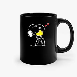 snoopy i love you black ceramic mug, funny gift mug, gift for her, gift for him