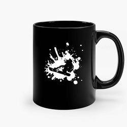 snowboarder style black ceramic mug, funny gift mug, gift for her, gift for him