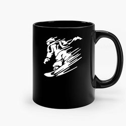 snowboarding black ceramic mug, funny gift mug, gift for her, gift for him