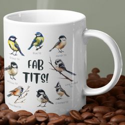 fab tits mug, birdwatching mug, fab tits gift