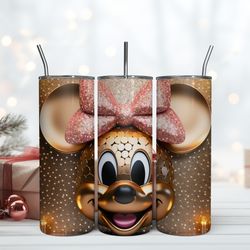 Minnie Mouse Gold 3D 20 oz Skinny Tumbler, 20 Oz Skinny Tumbler, Birthday Cup, Tumbler Gift Mug
