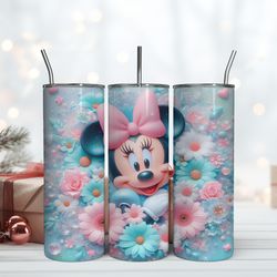 Minnie Mouse Pink Flower 20 oz Skinny Tumbler, 20 Oz Skinny Tumbler, Birthday Cup, Tumbler Gift Mug
