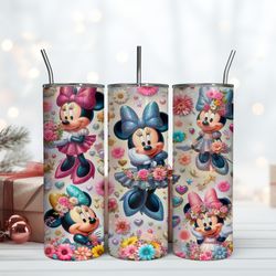 Minnie Mouse Flowers 20Oz Tumbler, 20 Oz Skinny Tumbler, Birthday Cup, Tumbler Gift Mug