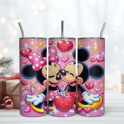 pink mouse couple tumbler, 20 oz skinny tumbler, birthday cup, tumbler gift mug