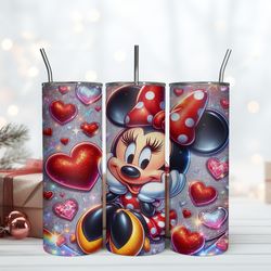 Valentine Minnie Mouse Cartoon Character 20oz Skinny Tumbler, 20 Oz Skinny Tumbler, Birthday Cup, Tumbler Gift Mug