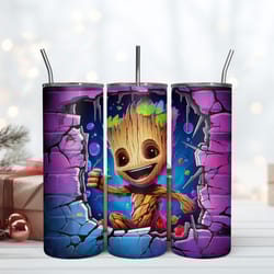 groot crawling out hole 20oz skinny tumbler, 20 oz skinny tumbler, birthday cup, tumbler gift mug