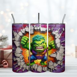 Hulk Crawling Out Hole 3D Tumbler, 20 Oz Skinny Tumbler, Birthday Cup, Tumbler Gift Mug