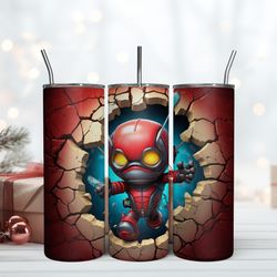 Ant-Man 3D Crack Wall Tumbler, 20 Oz Skinny Tumbler, Birthday Cup, Tumbler Gift Mug